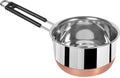 ALWAFLI Copper Bottom Stainless Steel Flat Base Sauce Pan, Milk Pan, Tapeli Patila, Sauce Pot Cookware Set Tea Maker Water Boiling with Handle Perfect for Kitchen (Pack of 1) (Copper 1.5 L)