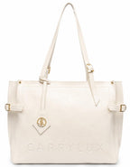 Carrylux Soft PU Textured Tote Bag for Women (Ivory)