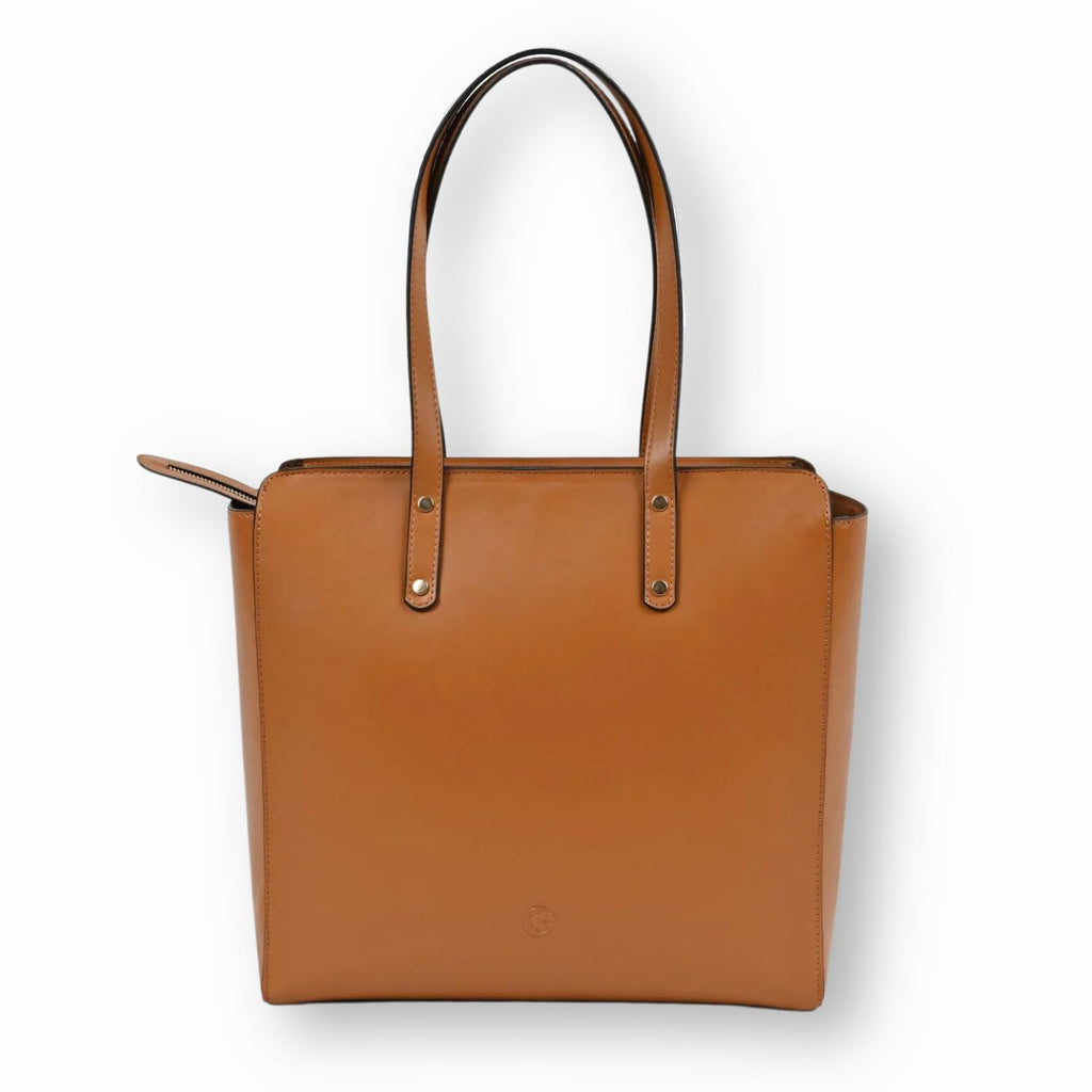 The Gusto Beyond Plus - Premium Vegan Leather Tote Bag for Women, Big Size, Tan | Stylish Handbag for women with Zip Closure | Fit for Office Bag, College, Travel Use | Handcrafted in India