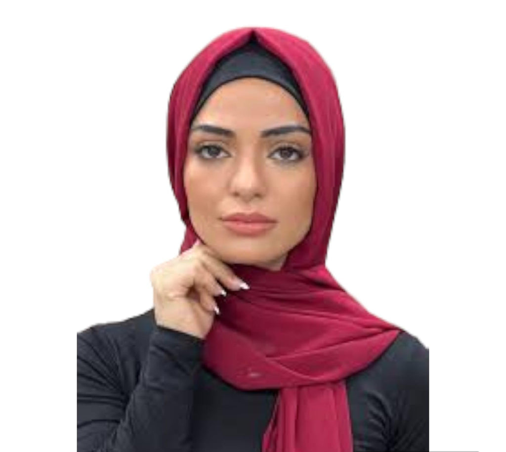 URSHIA MALAYSIAN GEORGETTE HIJAB/DIAMOND GEORGETTE HIJAB FOR WOMEN (PINK RED)