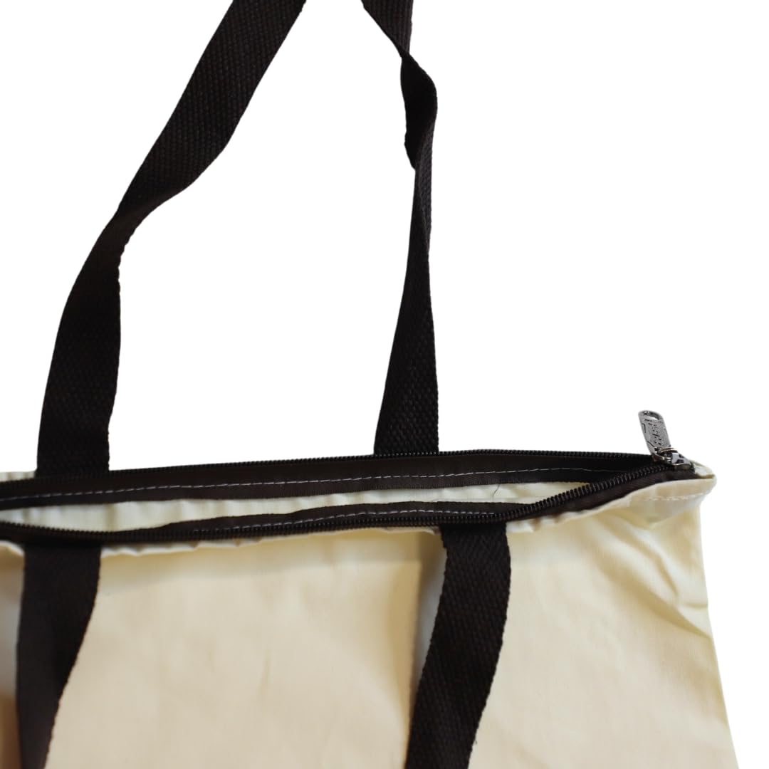 ATVI.FIT Trendy Cotton Close Zip Tote Bags for Women Designs - 15.5x15 - Perfect for College, Office, Yoga, and Everyday Use (SET OF 3 TOTE)