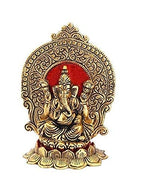 Kridaykraft Lord Ganesha Statue Sitting on Lotus Flower and Giving Blessing Idols for Home Decor