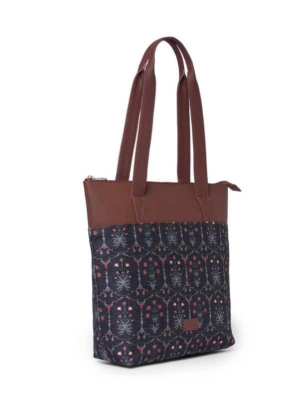 ZOUK Taj Guldasta Floral Printed Women's Jute Handcrafted Vegan Leather Multicolor Everyday Tote