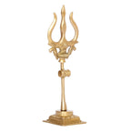 ARTVARKO Brass Shiva Shiv Bholenath Trishul Trident with Damru on Stand Show Piece Decoration Items for Temple Puja Home Decor Gift 7 Inch