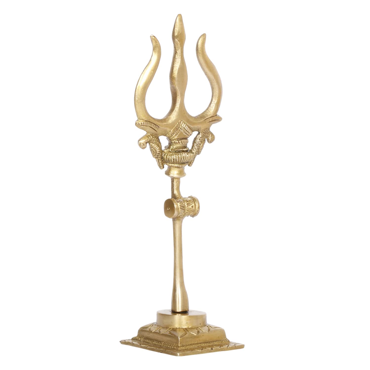 ARTVARKO Brass Shiva Shiv Bholenath Trishul Trident with Damru on Stand Show Piece Decoration Items for Temple Puja Home Decor Gift 7 Inch
