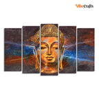 VIBECRAFTS Gautam Buddha Head Canvas Wall Painting Set of Five For Home|Office|Living Room|Gift (PTVC5Pcs2_6529)