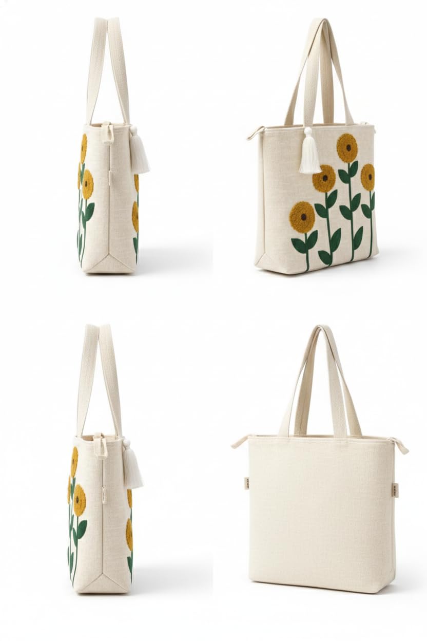 OLL OO LA LA BEAUTY Canvas Tote Bag for Women | Tote Bag | Pinterest Shoulder Bag | Cotton Shoulder Bag | Boho Tote Bags | Casual Daily Use Handbag for Office, College, Shopping & Travel - DGSN-03
