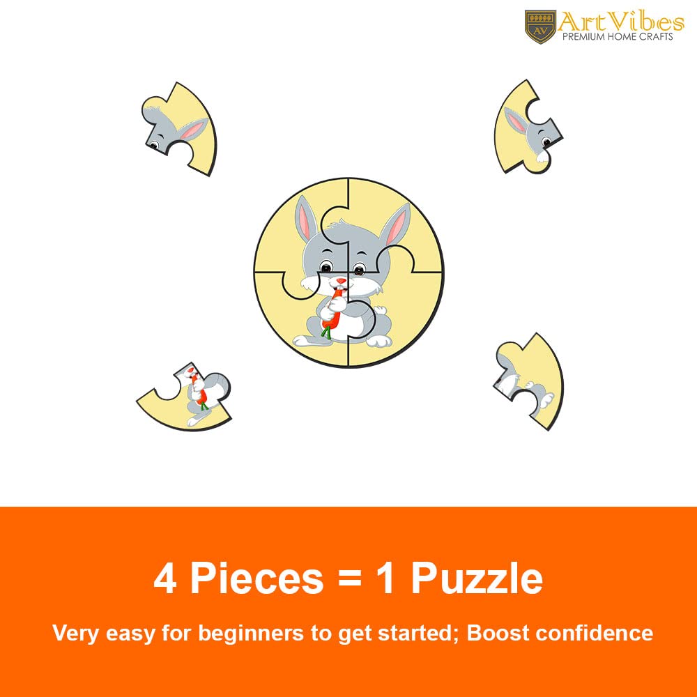Artvibes Cute Animals Premium Wooden Puzzles for Kids | Jigsaw Puzzles for Kids Age 2-5 | 4 Piece Puzzles | Toddlers Wooden Puzzle (PZ_602N), Set of 6