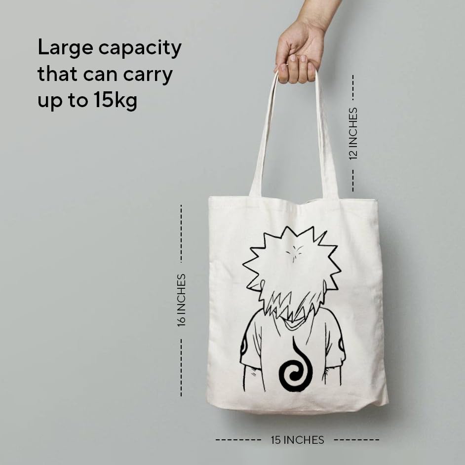 The Korhean Store Naruto Anime Print Tote Bag for College, Travelling, Shopping, Office, Beach & Daily Use, Ecofriendly & Reusable, Premium Canvas Cotton