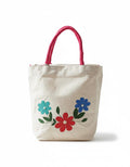 ZIG ZAG BAGS Canvas Tote Bag with Zipper | Daisy Design | Hand-Painted Cotton Tote for Girls, Office & Shopping | Eco-Friendly Cloth Handbag | Stylish Shoulder Shopping Bag for Women (Daisy)