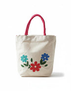 ZIG ZAG BAGS Canvas Tote Bag with Zipper | Daisy Design | Hand-Painted Cotton Tote for Girls, Office & Shopping | Eco-Friendly Cloth Handbag | Stylish Shoulder Shopping Bag for Women (Daisy)