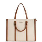 Fargo Iconic Tote Bag for Women | Vegan Leather Handbag with 15-Inch Laptop Compartment, Smooth Zip, Luxury Look | Stylish Office, College & Travel Tote | Made in India (Ivory)