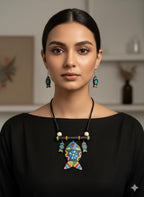 Terracotta Jewellery Set for Women – Handmade Multicolor Fish Design Necklace with Matching Earrings | Ethnic Tribal Boho Statement Jewellery