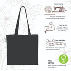 VantageKart 10 oz 16 x 16 Square Black Cotton Plain Tote Shopping Bags | Heavy Duty, Washable, Eco Friendly Canvas Tote Bag with zip – Set of 2