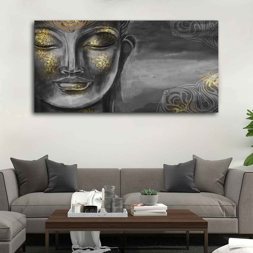 VIBECRAFTS Canvas Paintings for Living Room Drawing Room Bodhisattva Buddha Canvas Wall Painting Fitted With Wooden Frame For Home | Office | Living Room | Gift (PTVCH_2468)