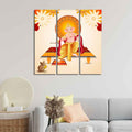 VIBECRAFTS Beautiful Ganesh Ji 3 Pieces Canvas Wall Painting Fitted With Wooden Frame For Home | Office | Living Room | Gifts (PTVC3Pcs1_9582)