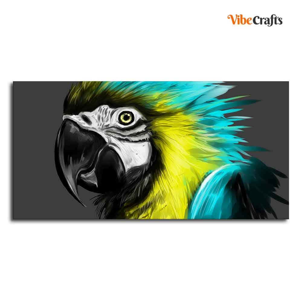 VIBECRAFTS Canvas Paintings for Living Room Drawing Room Macaw Parrot Canvas Wall Painting Fitted With Wooden Frame For Home | Office | Living Room | Gifts (PTVCH_2539)
