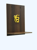 Wooden Wall Mounted Wahe Guru Temple, Golden Ek Onkar Mandir, Home and Office Wall Hanging Temple