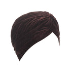 BISMAADH Velvet Soft Pleated Pre Tied Knot Readymade Turban/Pagri Head Wraps for Men & Women Brown