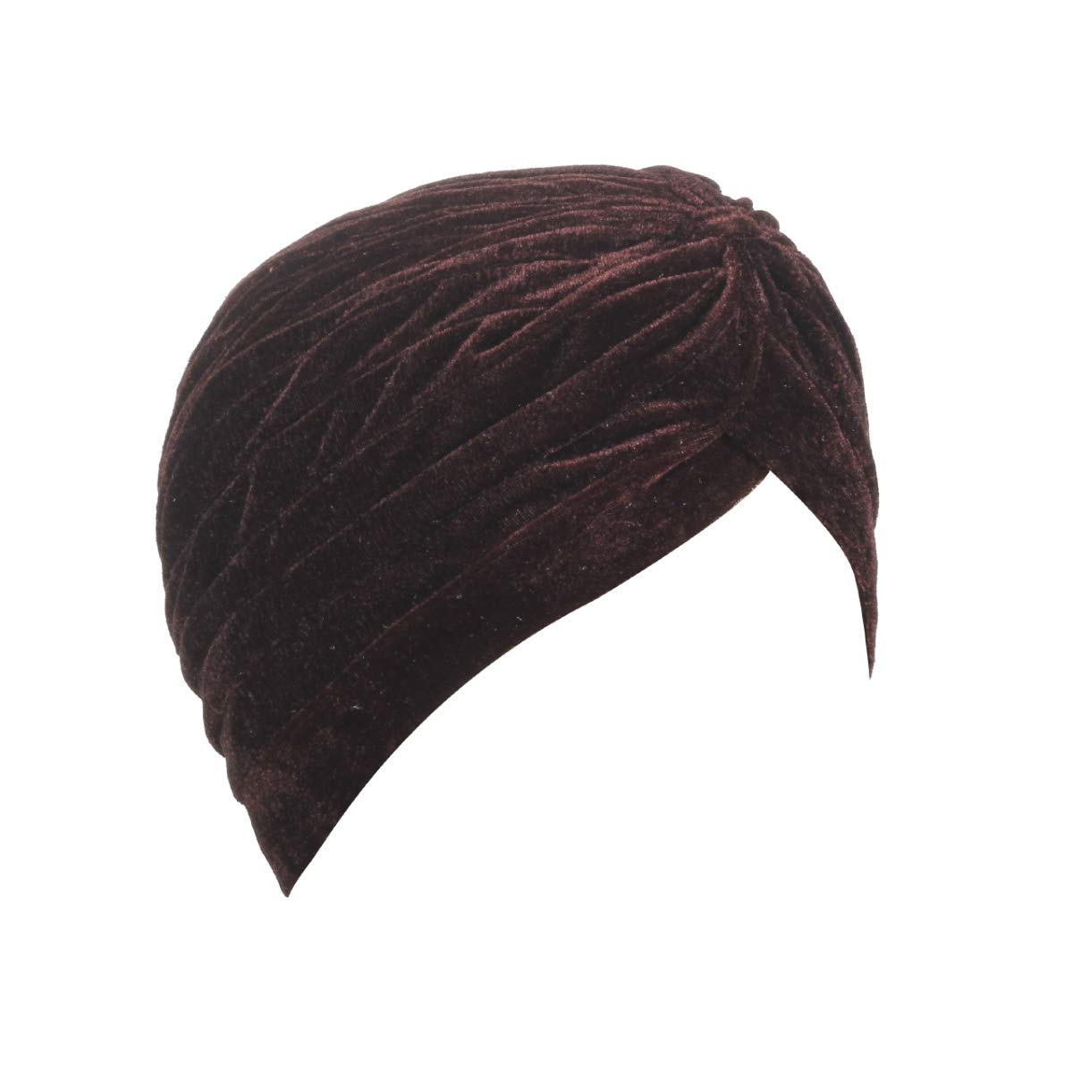 BISMAADH Velvet Soft Pleated Pre Tied Knot Readymade Turban/Pagri Head Wraps for Men & Women Brown