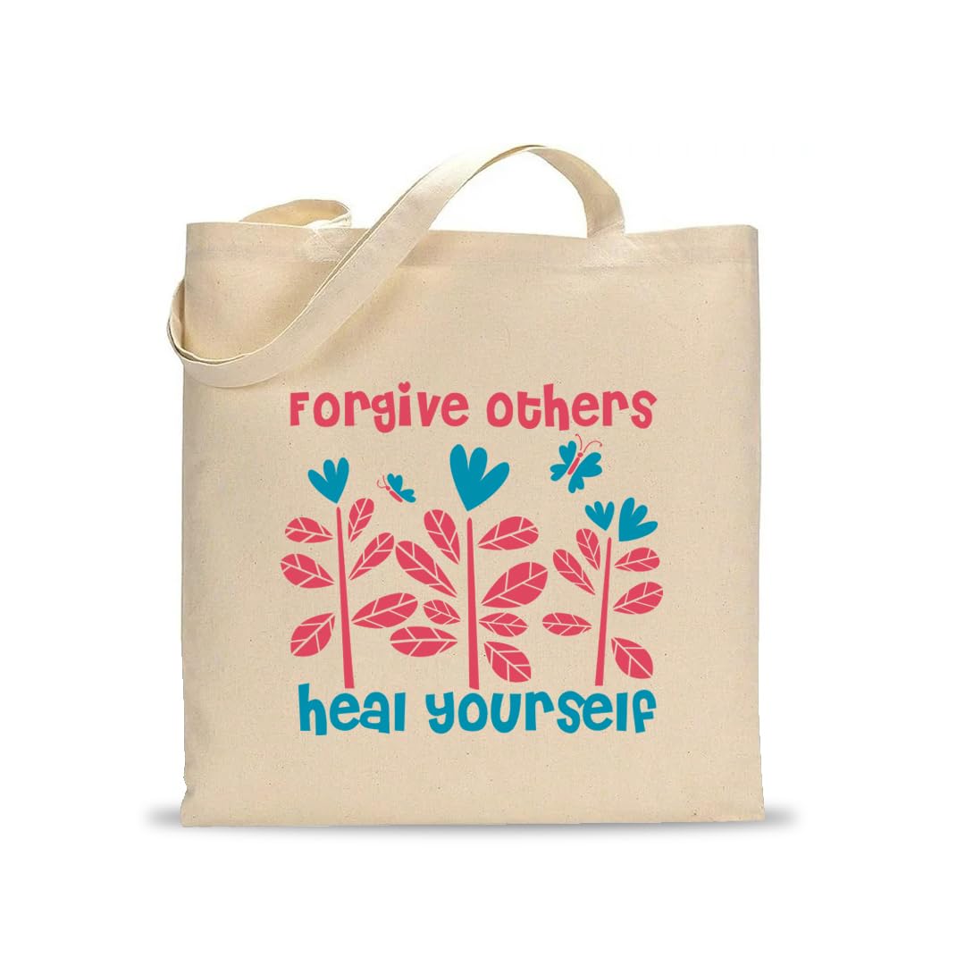 Gift a Joy Forgive Others Heal Yourself Printed Cotton Tote Bag for Women & Girls | Multipurpose Reusable Shopping Bag for Office, College, Travel & Daily Use
