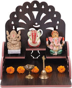 FIRKIRI Fully Handmade Beautiful Wooden Home and Office Temple/Pooja Mandir (Multi., 28 X 26.5 X 28 Cm) (1)