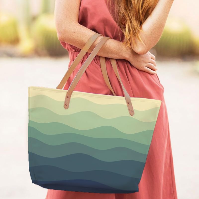 The Purple Tree Oversized Tote Bag for Women - Wave Ripples Tote Bags for College & Daily Use, Travel or Gifts - Large Capacity Handbag