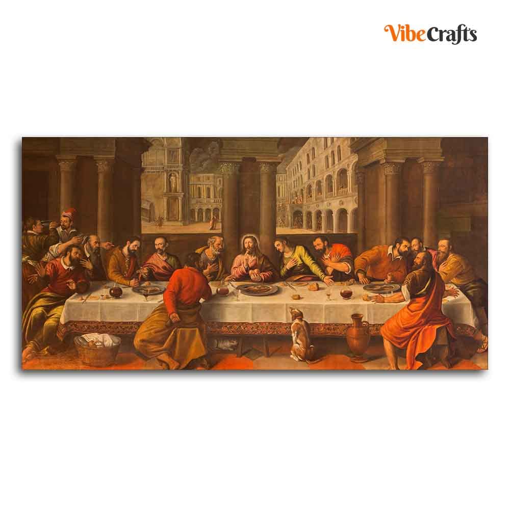 VIBECRAFTS Canvas Paintings for Living Room Drawing Room Beautiful Supper of Christ in Church Chiesa Dei Santi Wall Painting Fitted with Wooden Frame for Home|Office|Gift(PTVCH_2259) (Multi 9)