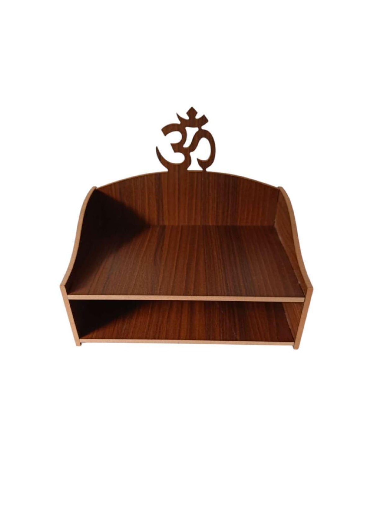 Wooden OM Mandir, 2 Shelve OM Temple, Laddu Gopal 2 Shelf Temple,Hindu OM Mandir,Home Temple,Wall Mount Temple, (Pack of 1) (Medium)