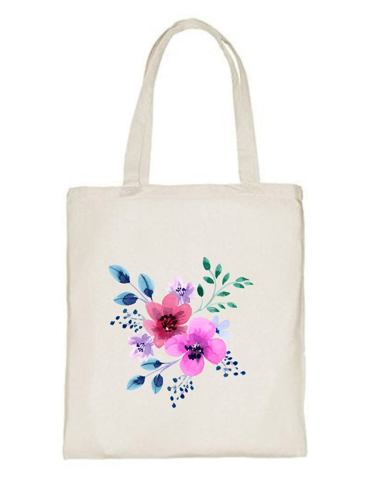 Delhi Printing Co. Purple flower tote bag|Strong Cotton Bag for Shopping | Canvas Tote Bag for Women & Girls | Stylish Cotton Handbags (DCTBH-132)