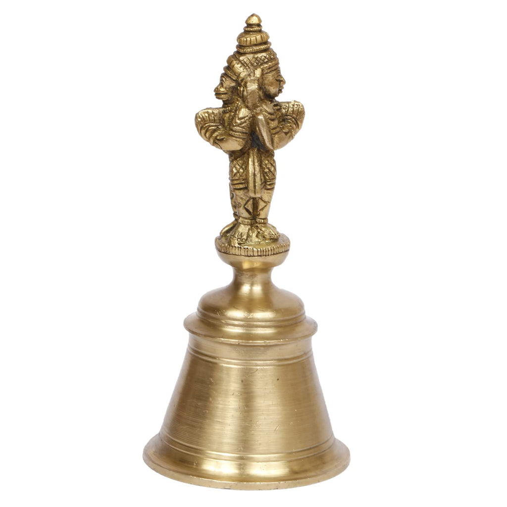 Artvarko Brass Vishnu Vehicle Garuda Hand Held Bell Ghanti for Gods Puja Pooja Gift Spiritual Gifts 6 Inch