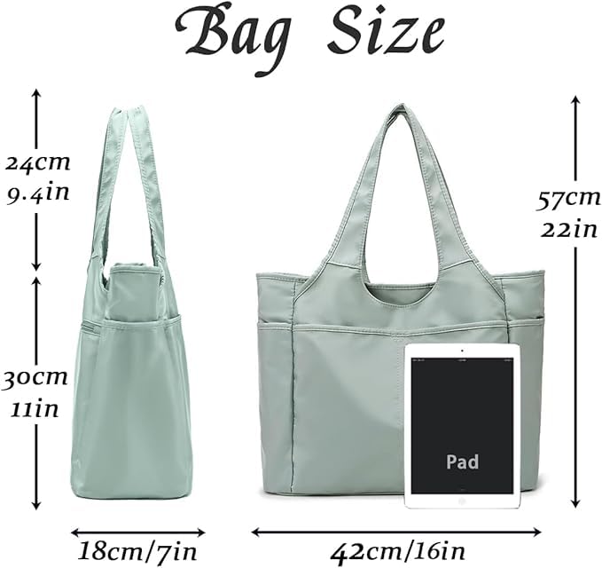 Voroly Tote Bag Women Casual Handbag Shoulder Bag Purses with Zipper and Pockets for Work School Gym Travel Shopping (GREEN)