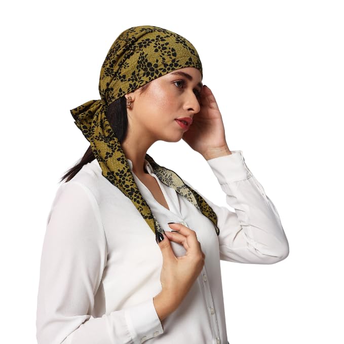The Headscarves Women’s Cotton Printed Pre-Tied Headscarf for Chemo Hair Loss – Stylish Chemo Headwear, Soft Cotton Hijab Wrap, Bamboo Turban Scarf, Breathable Cancer Head Cover Free Size
