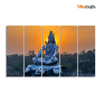 VIBECRAFTS Shiva Statue Canvas Wall Painting of Five Pieces For Home|Office|Living Room|Gift (PTVC5Pcs4_8669)