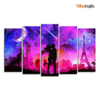 VIBECRAFTS Couple Kissing Modern Abstract Art Wall Painting Set of Five For Home|Office|Living Room|Gift (PTVC5Pcs2_6558)