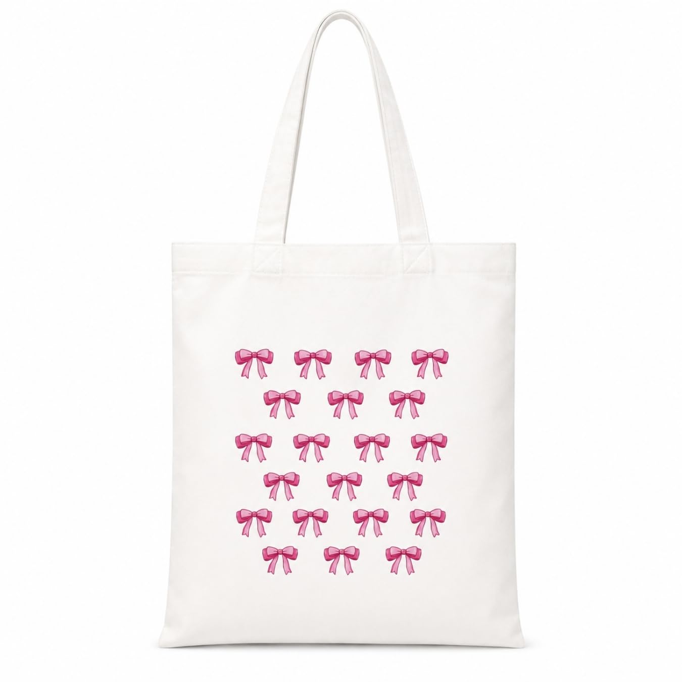 Adorvue Premium Reusable Cute Bows Printed Tote Bag Stylish Eco-Friendly Cotton Handbags, Canvas Bags for College, Shopping, Office, Travel, Grocery Runs, Beach Day and Casual Outing Pack of 1