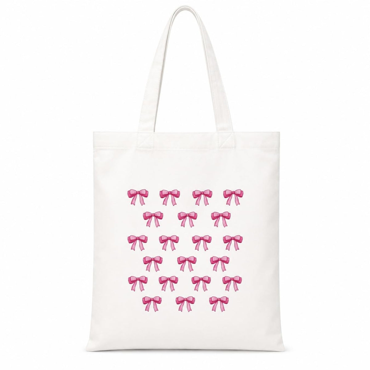 Adorvue Premium Reusable Cute Bows Printed Tote Bag Stylish Eco-Friendly Cotton Handbags, Canvas Bags for College, Shopping, Office, Travel, Grocery Runs, Beach Day and Casual Outing Pack of 2