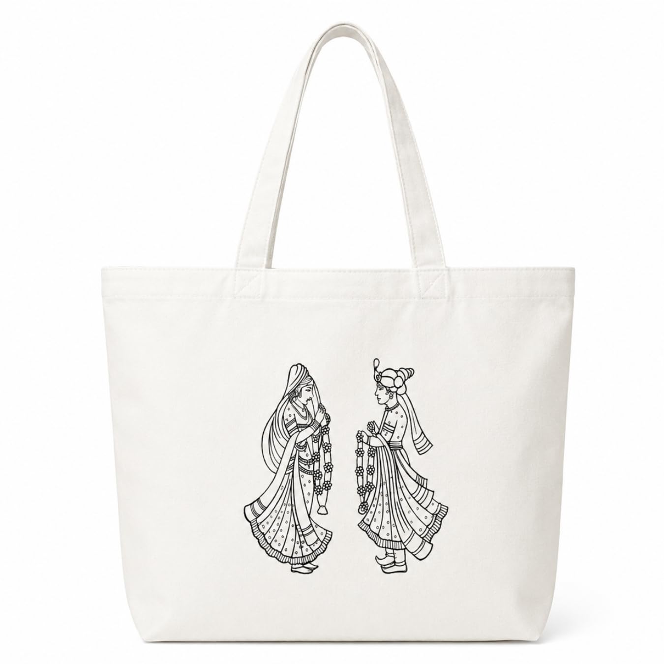 Adorvue Couple Jaimala DIY Tote Bag Painting Kit for Kids & Adults Premium Canvas Cotton Reusable Tote Bag for Kids & Adults DIY Art & Craft Projects, Eco-Friendly Everyday Handbag Pack of 2
