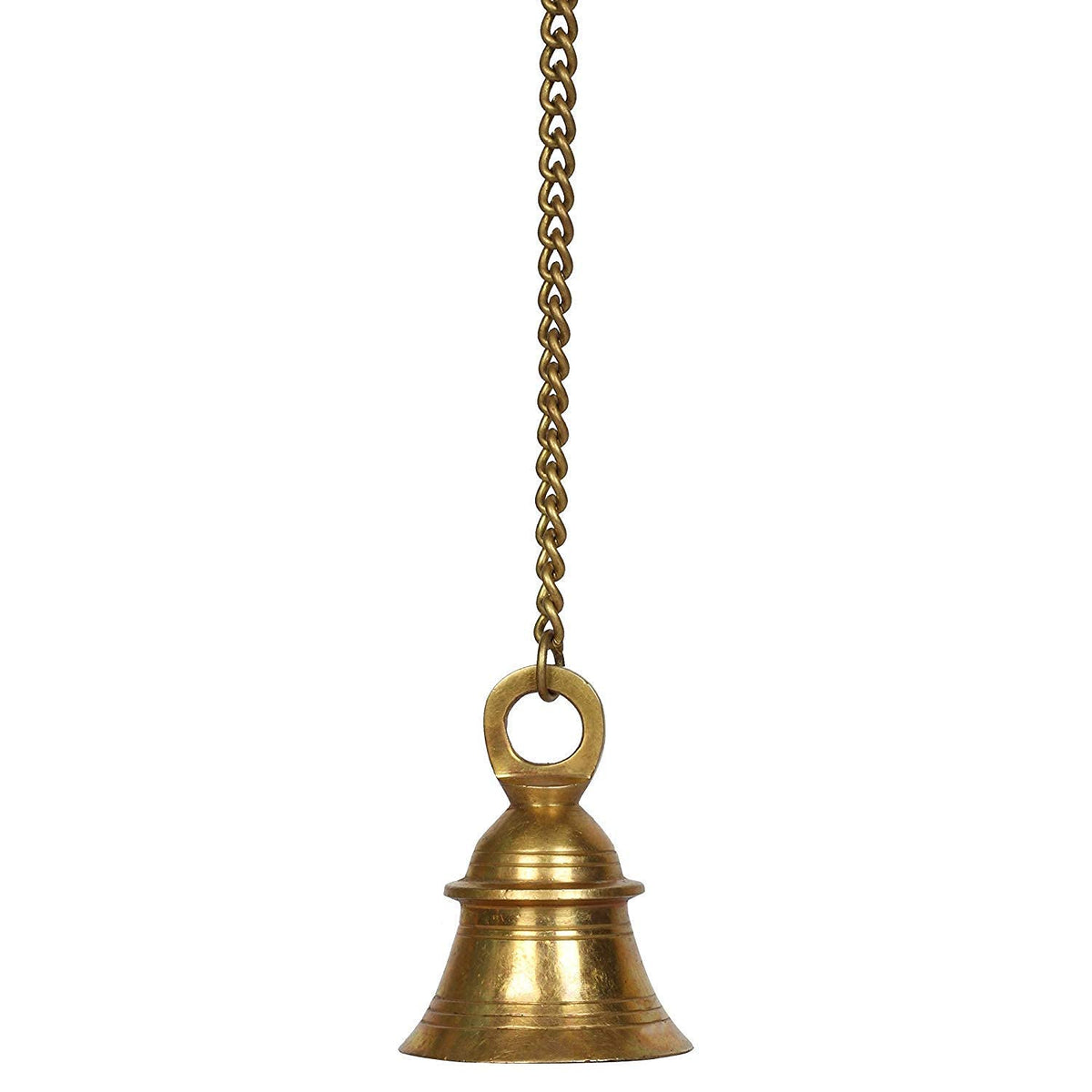 ARTVARKO Brass Hanging Bell Ghanti for Home Temple Decor Pooja Room Mandir, Puja Bell with Sound, 20 Inches Long Brass Chain & Hook, Ideal Religious Gift