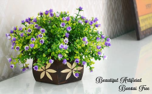 Reiki Crystal Products Beautiful Artificial Bonsai Plant with Pot | Bonsai Tree/Plants | Bonsai Tree for Indoor with Wooden Pot for Office Home Decor Showpiece (Pack 0f 1 pc)
