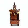 Claws Wooden Wall Mount Pooja Mandir | Brown Pooja Temple Stand with Om and Swastik Design (14Dx20Wx 46H Cm)