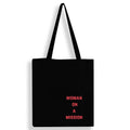 Peach Blossom Reusable Zipper and Pouch Tote Bags, 100% Cotton Shopping/Grocery Bag, Multi-Purpose Bag 5kgs Capacity, Single Pack (BlackWomenmission)