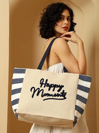 ASIAN Happy Moments Women’s Canvas Tote Bag durable cotton canvas with a printed design Spacious and lightweight, suitable for casual shopping, travel, daily use
