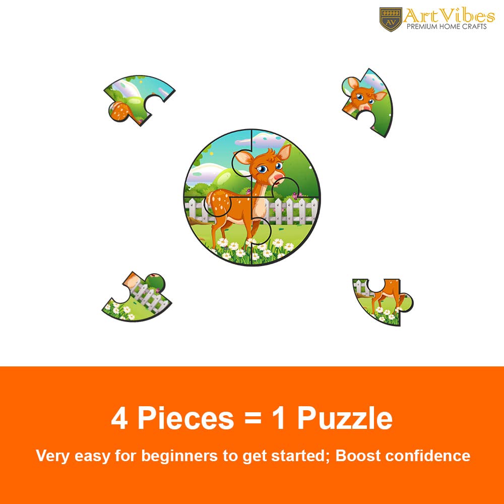 Artvibes Wooden Jigsaw Puzzle Games for Children & Kid | Animal Jigsaw Puzzles for Kid's of Age 2-5 Years | Puzzle Toys for Kids | 4 Pieces (PZ_608N)