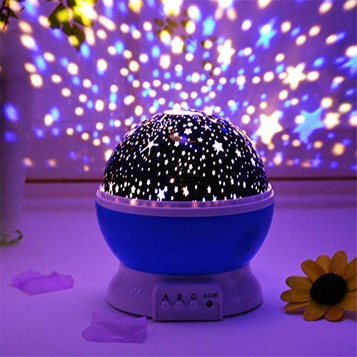Mohinidreams Star Master Rotating 360 Degree Moon Night Light Projector Lamp for Kids Room, Multi Color LED Sky Galaxy Light with USB Cable, Bedroom Decor Night Bulb, Random Color, Pack of 1