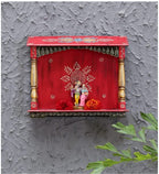 Craft Tree WoodenPooja Mandir Without Door Wooden Furniture for Pooja Room | Pooja Mandap | Solid Wooden Pooja Mandir for Puja Room (Red)