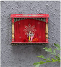 DESERT ART Multicolour Handpainted Wooden Pooja Mandir/Home Temple Without Door