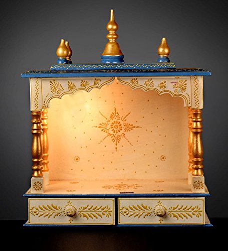 Rajasthan Art And Craft Wood Home Temple (18 x 9 x 21 inch, Multicolour)
