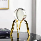Quoreva Crystal Ball with Gold Stand – Clear Glass Sphere for Photography, Feng Shui, Meditation, and Home Décor – 21 cm Display Size