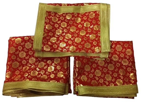Lakshmi Maa Collection Shirdi Shri Sai's Beautiful dress Shawl/Duppata Pheta Poshak/Dress Set in printed Red work Cloth(3 pec.)